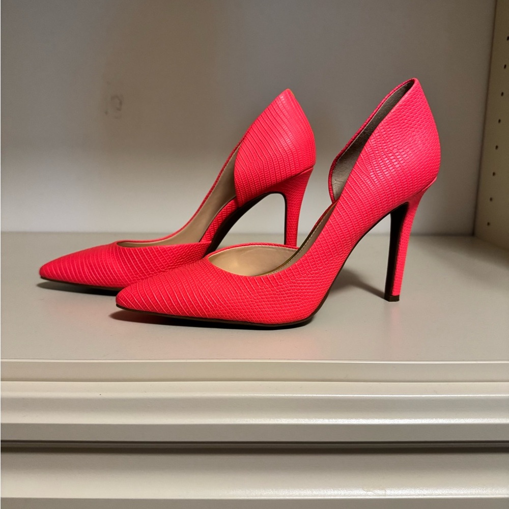 Jessica Simpson Claudette Laser Pink Snakeskin D'Orsay Pumps